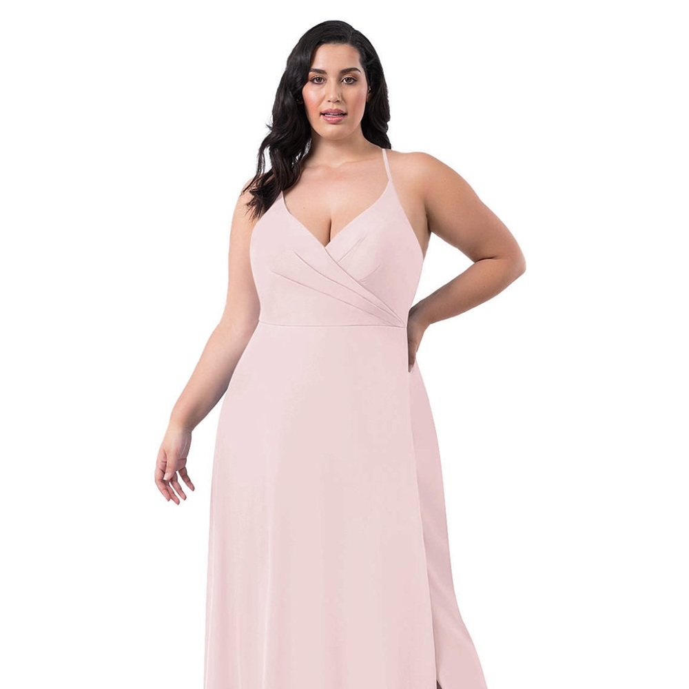 Azazie A-Line Pleated Chiffon Floor-Length Dress Blushing Pink